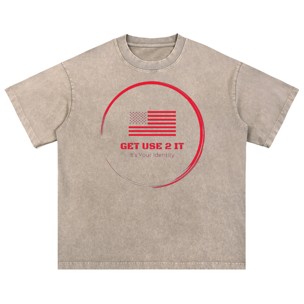 Get Use 2 It Snow Washed Oversize Identity T-shirt Beige