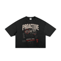 “Proactive” Classic Frayed Boxy Tee (Black)