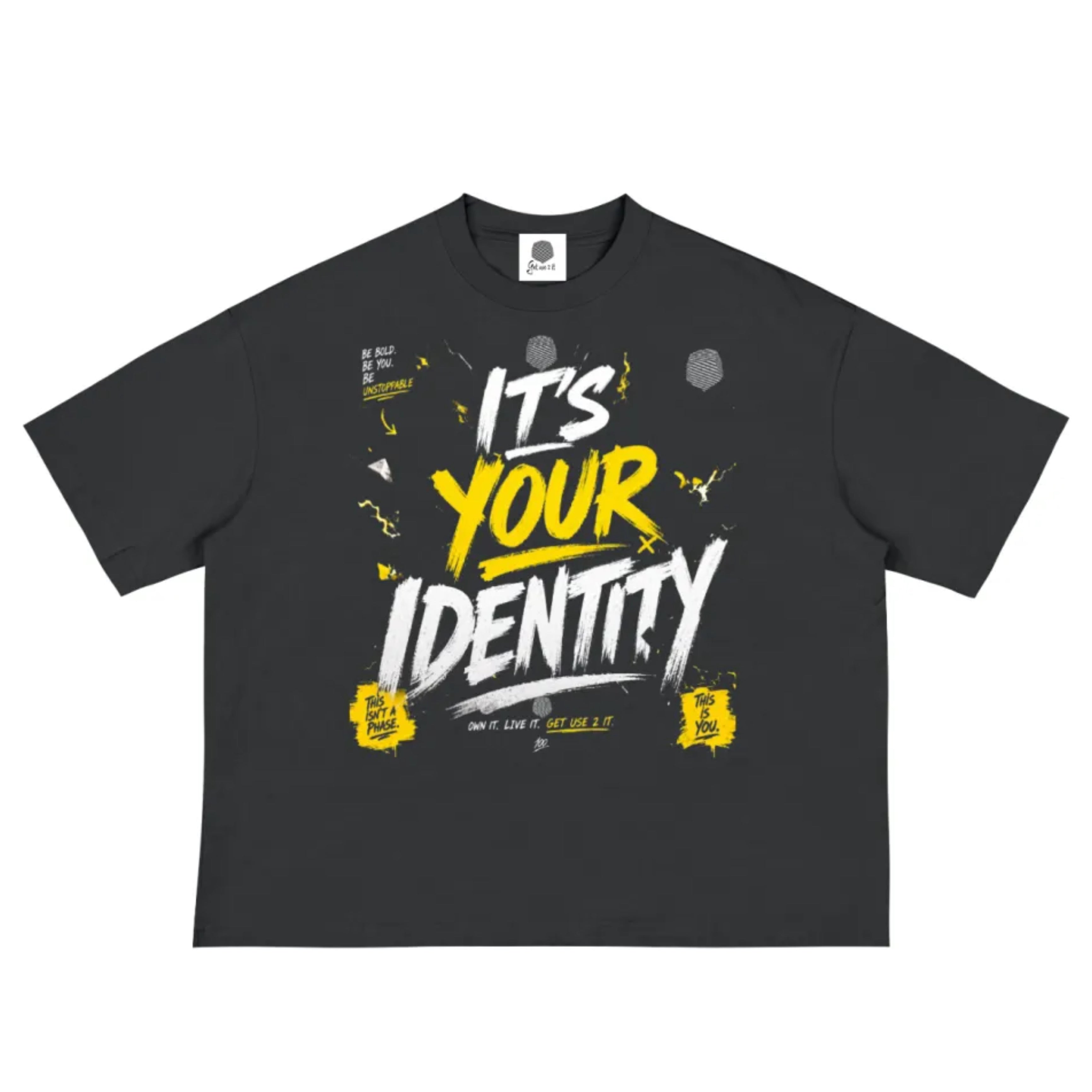 “Its Your Identity” Boxy Crop T Shirt (Black)