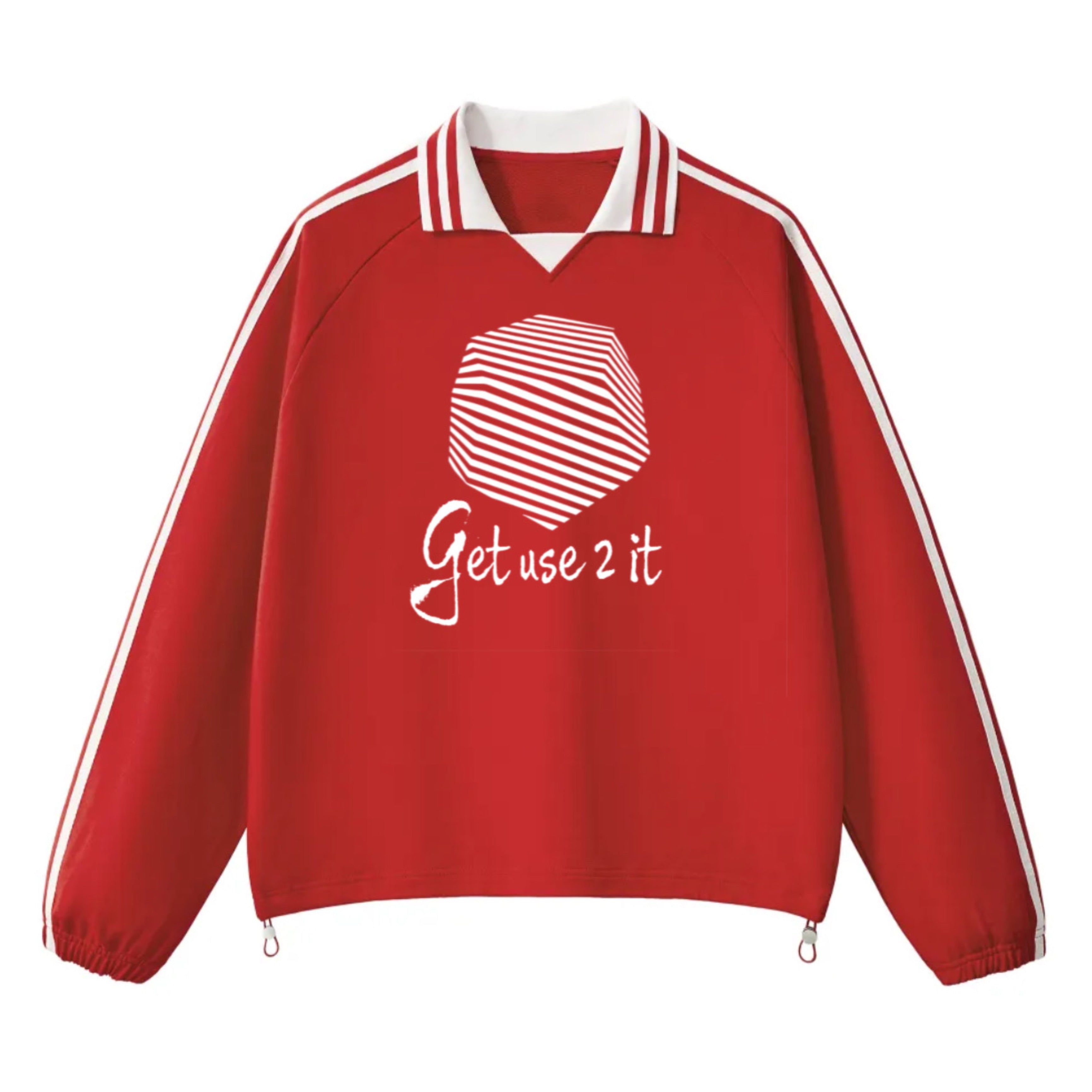 Get Use 2 It Striped Collar Sweatshirt Red
