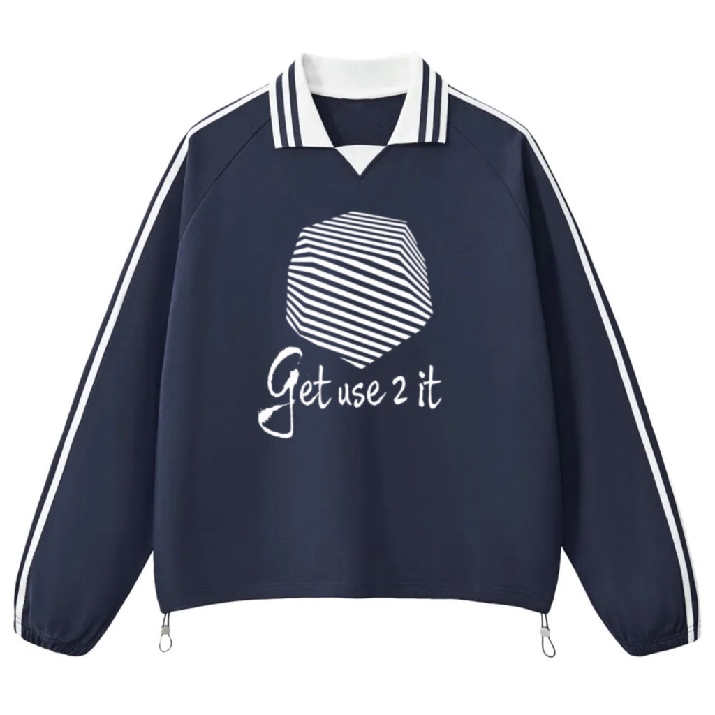 Get Use 2 It Striped Collar Sweatshirt Navy