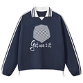 Get Use 2 It Striped Collar Sweatshirt Navy
