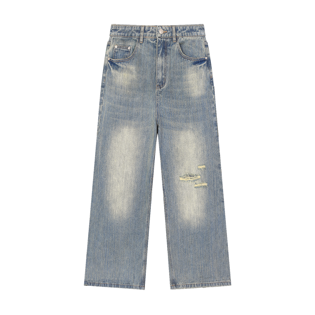 “Proactive” Vintage Wash Distressed Denim Jeans