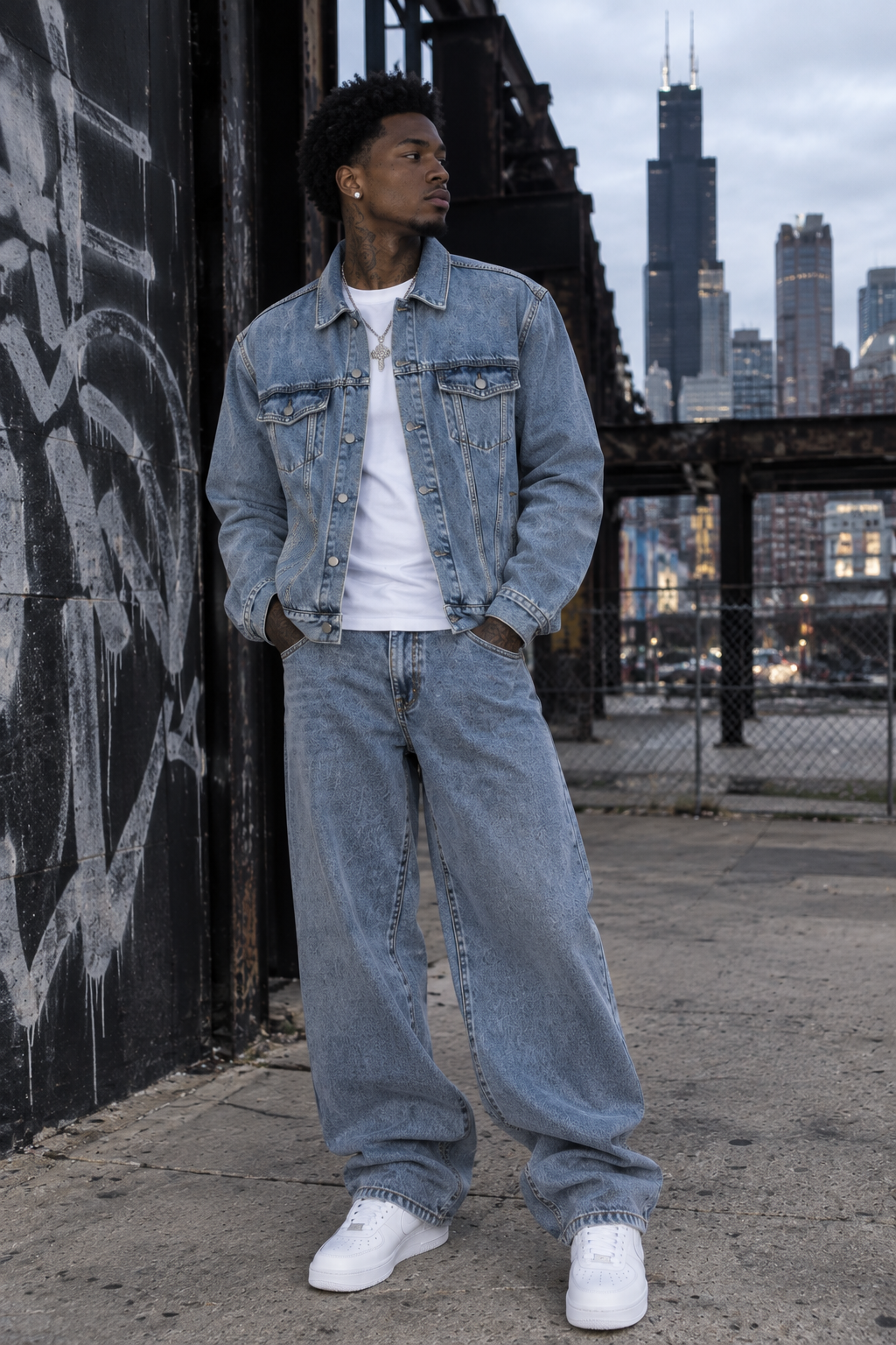 “Outer Armor” Blue Vintage Wash Denim Jacket