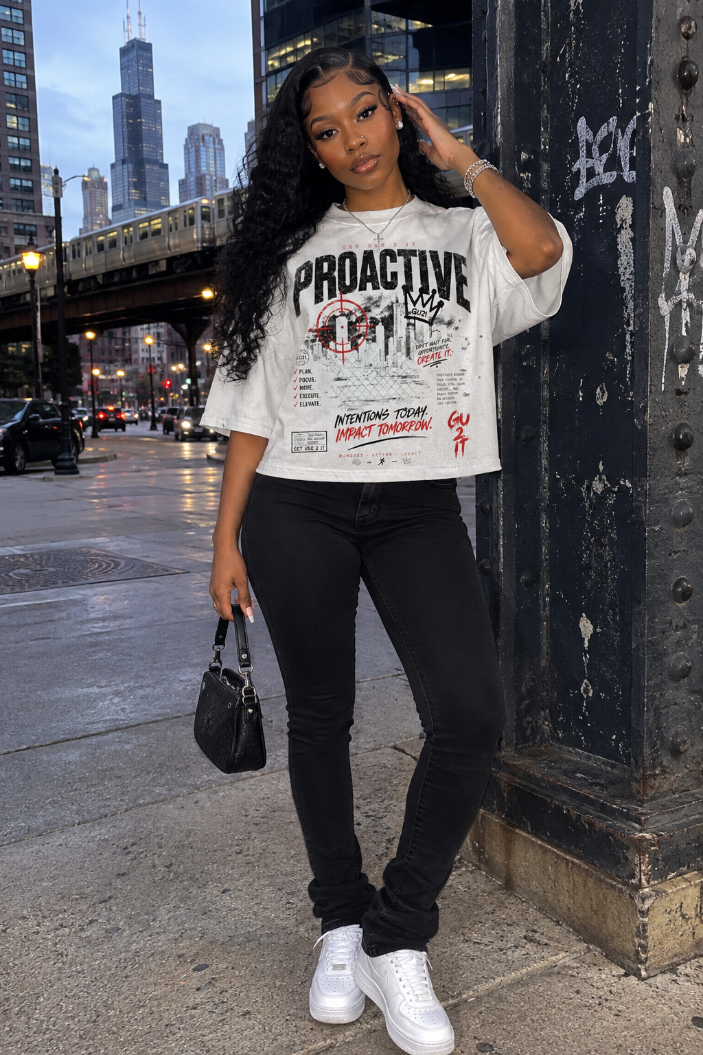 “Proactive” Classic Frayed Boxy Tee (White)