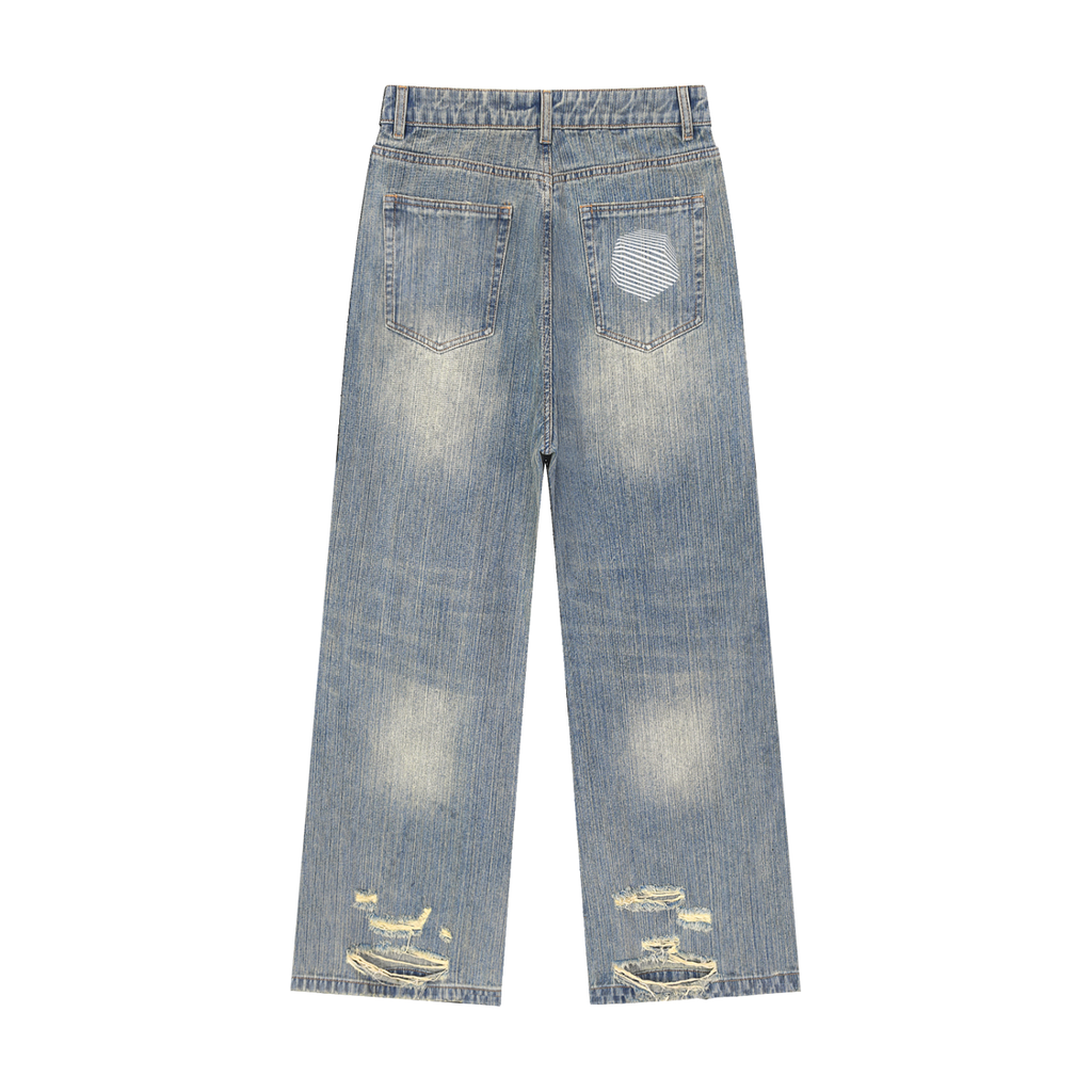 “Proactive” Vintage Wash Distressed Denim Jeans