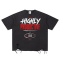 “Highly Productive” Snow Washed Raw Hem T-Shirt
