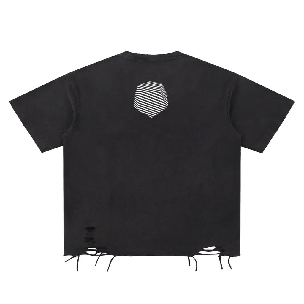 “Highly Productive” Snow Washed Raw Hem T-Shirt