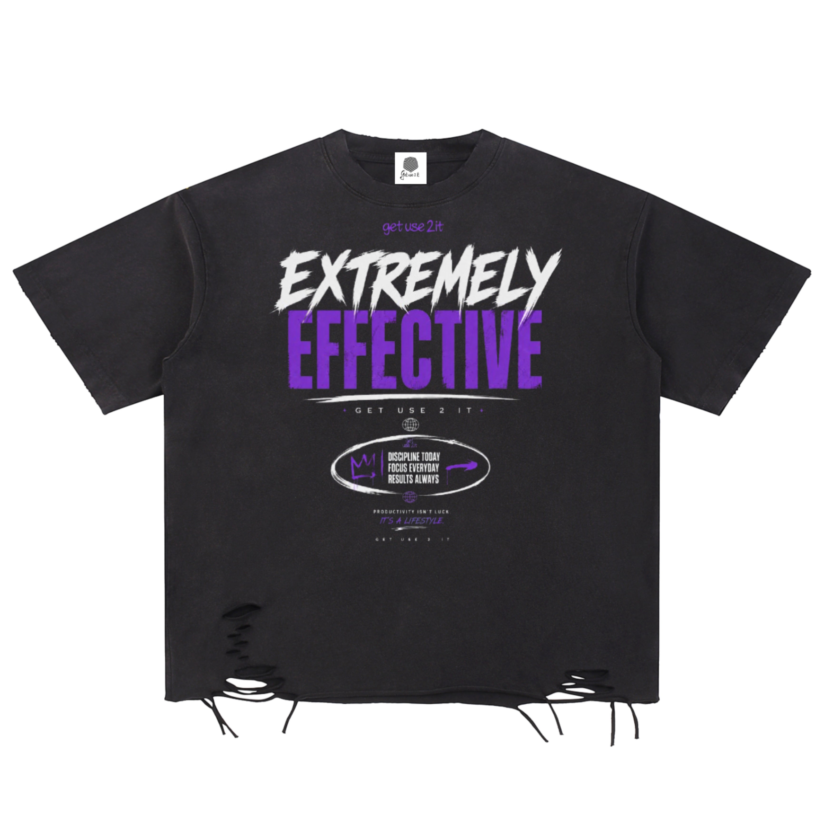 “Extremely Effective” Snow Washed Raw Hem T-Shirt