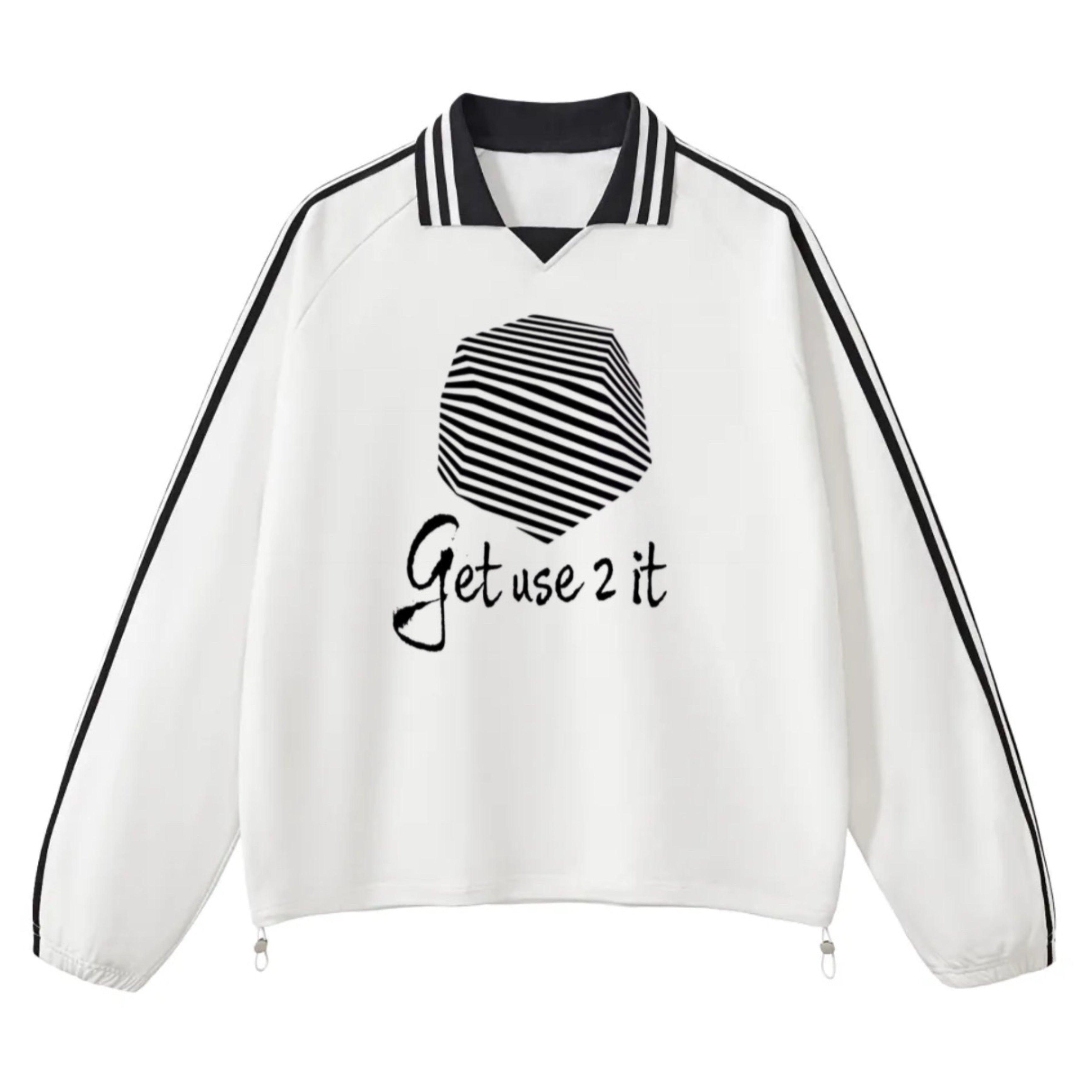 Get Use 2 It Striped Collar Sweatshirt White