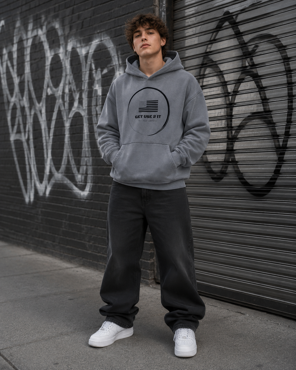 Get Use 2 It Oversize Vintage Identity Hoodie Grey