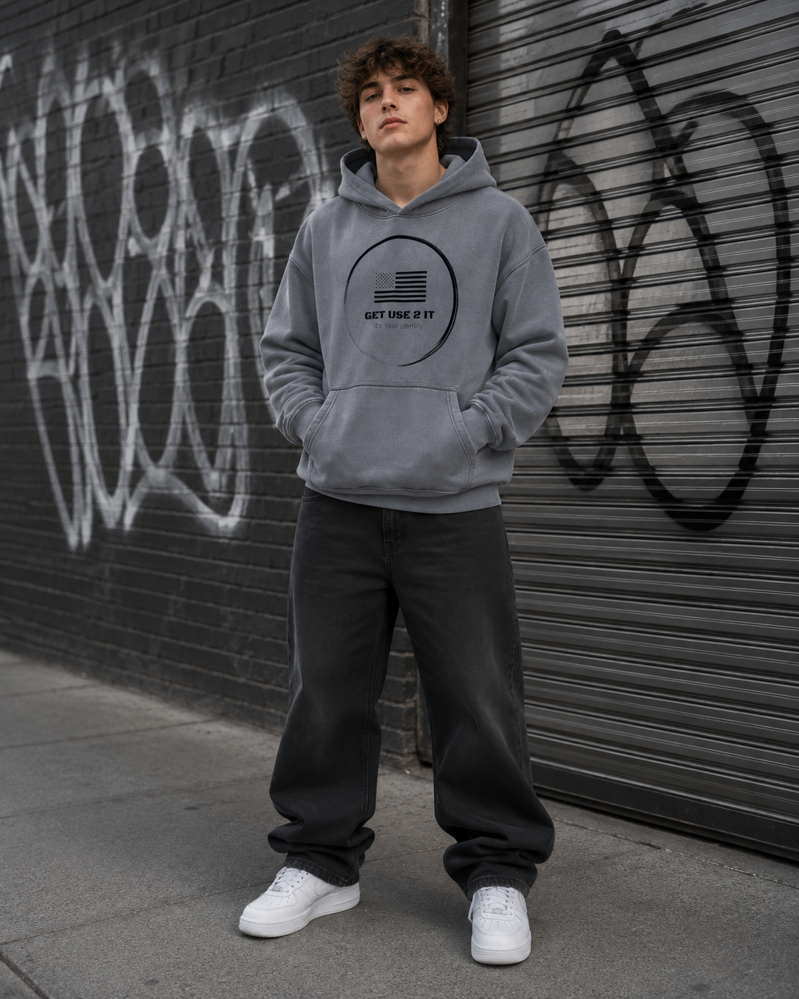 Get Use 2 It Oversize Vintage Identity Hoodie Grey