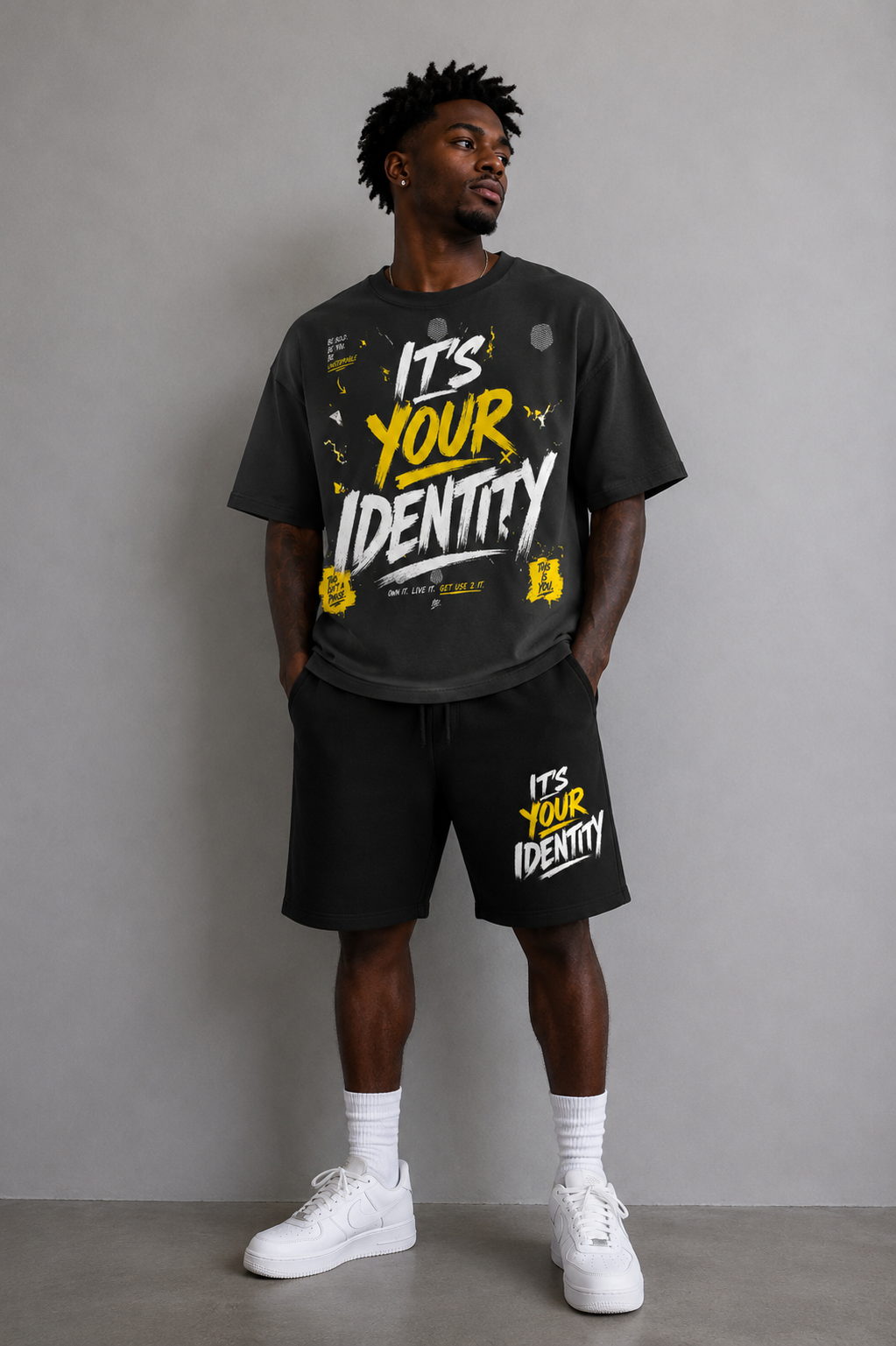 “Its Your Identity” Boxy Crop T Shirt (Black)