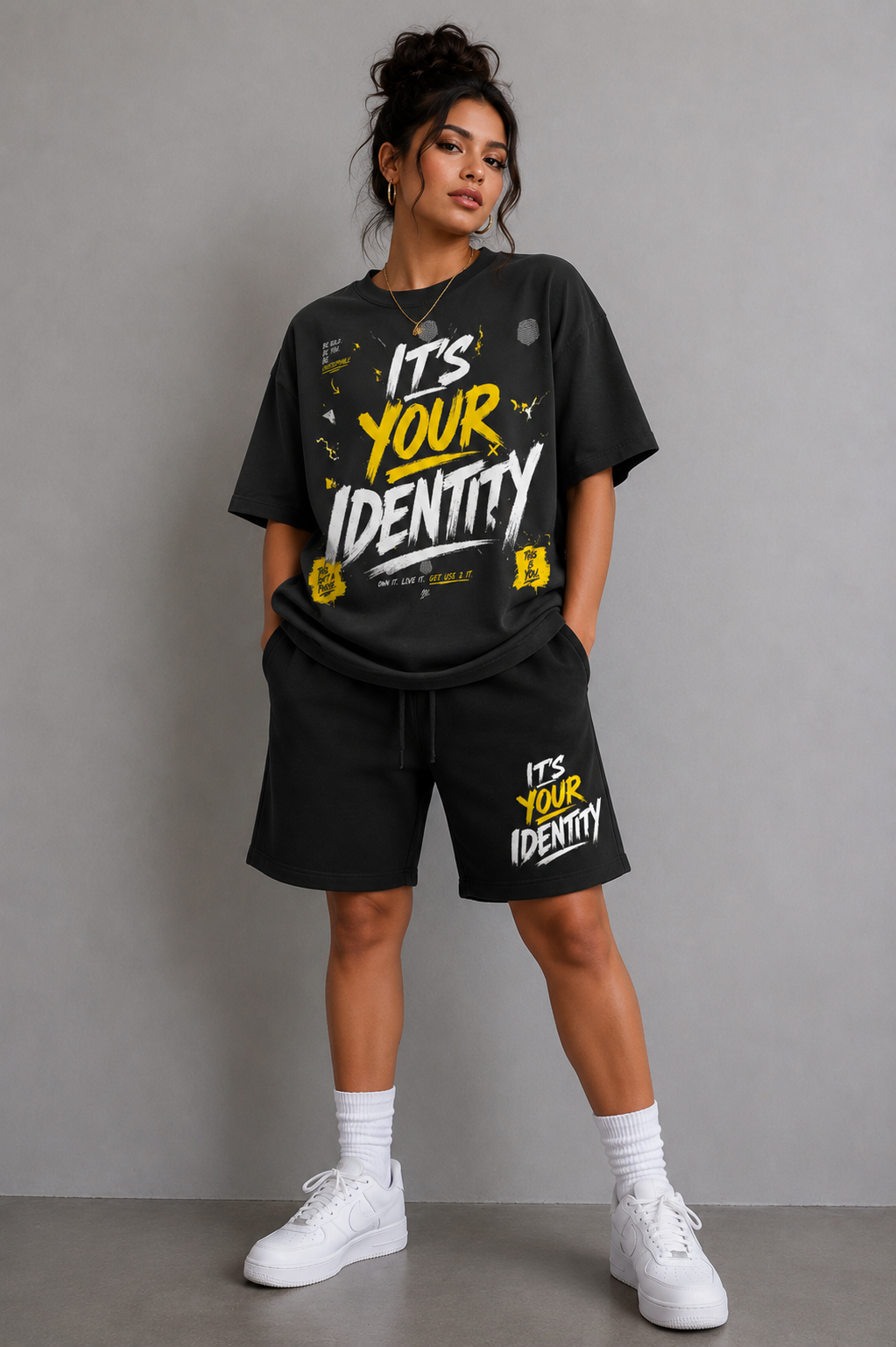 “Its Your Identity” Boxy Crop T Shirt (Black)