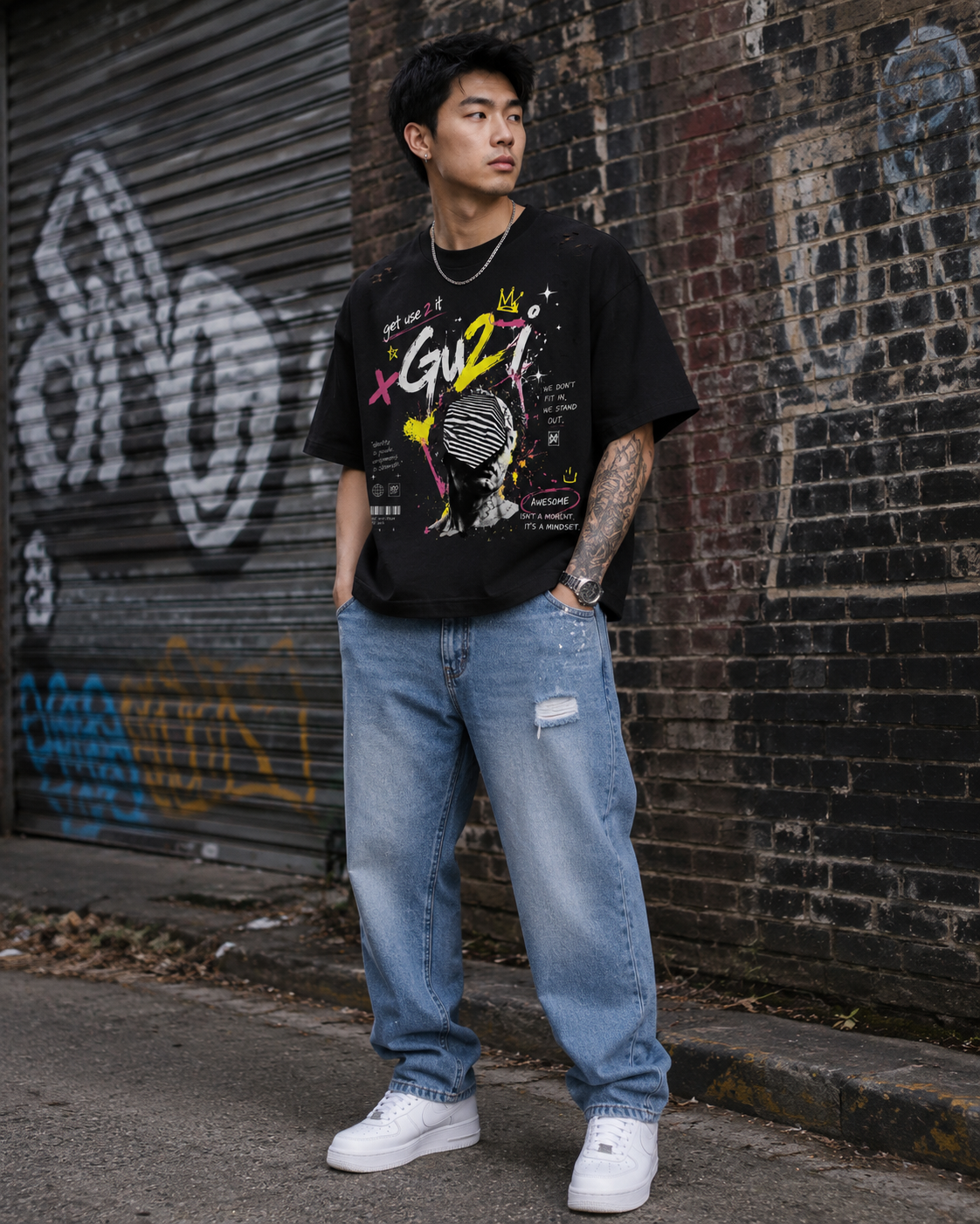 “Identity Crisis” Vintage Washed Distressed Boxy Graphic Tee