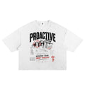 “Proactive” Classic Frayed Boxy Tee (White)