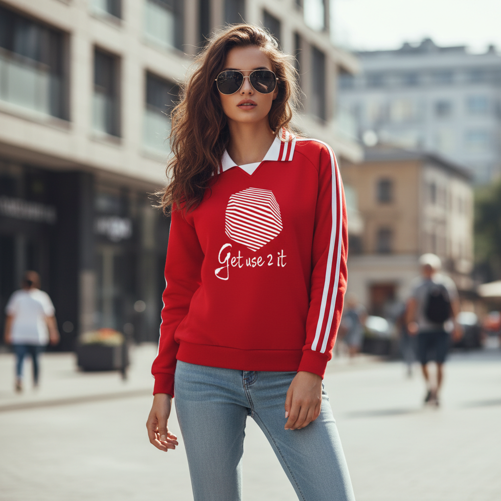Get Use 2 It Striped Collar Sweatshirt Red