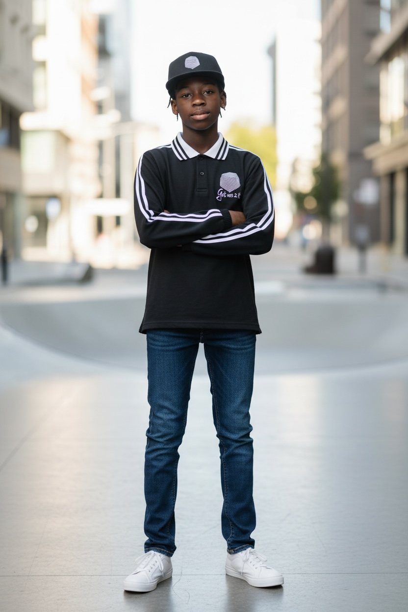 Get Use 2 It Striped Collar Sweatshirt Black