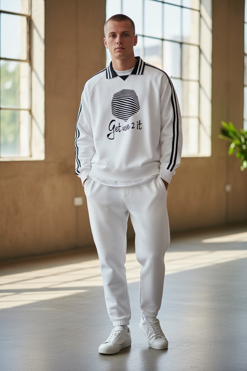 Get Use 2 It Striped Collar Sweatshirt White