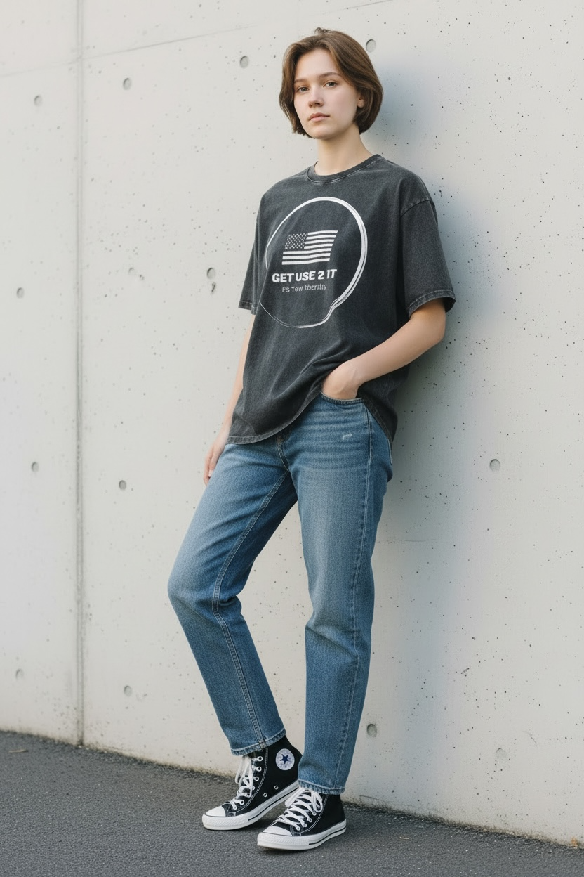 Get Use 2 It Snow Washed Oversized Identity T-shirt Black
