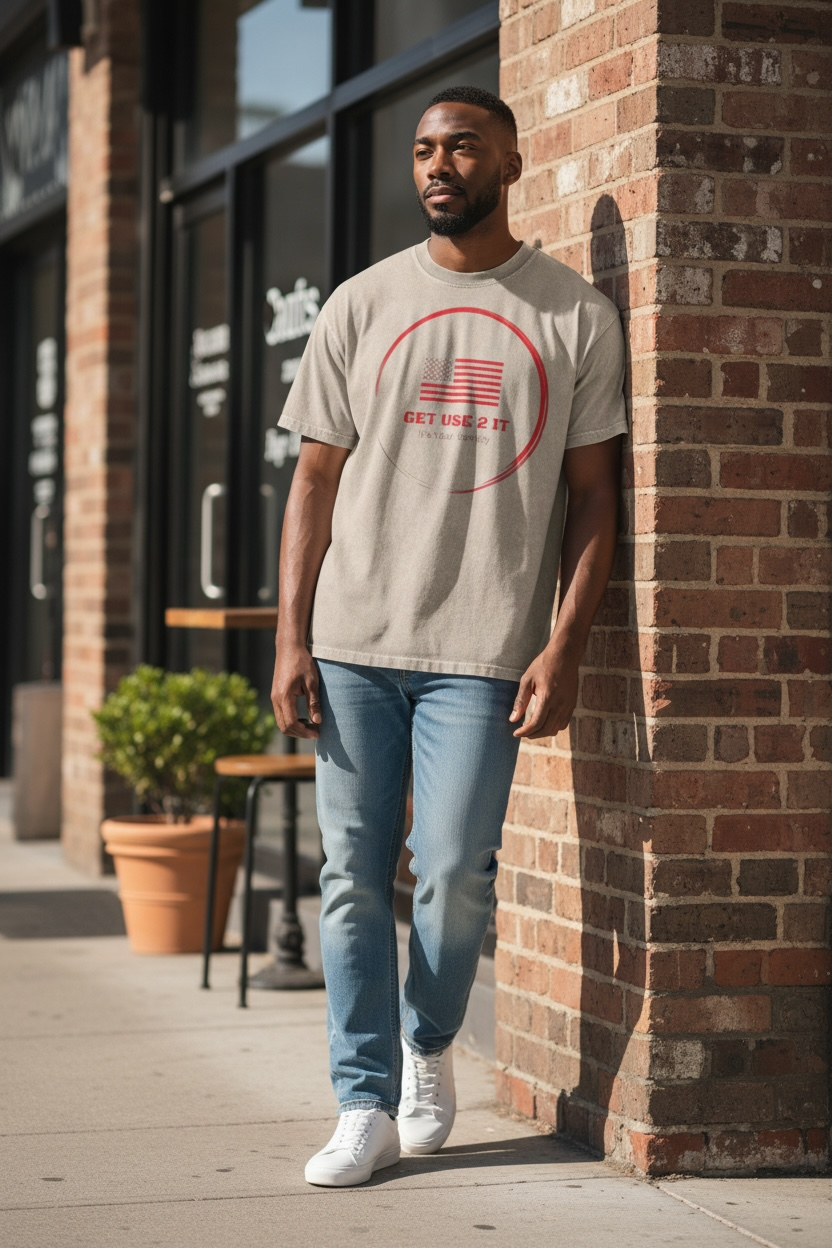 Get Use 2 It Snow Washed Oversize Identity T-shirt Beige