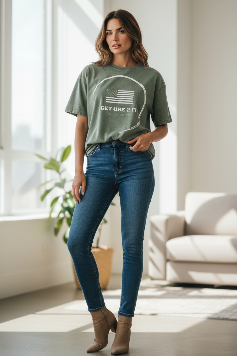 Get Use 2 It Snow Washed Oversized Identity T-shirt Green