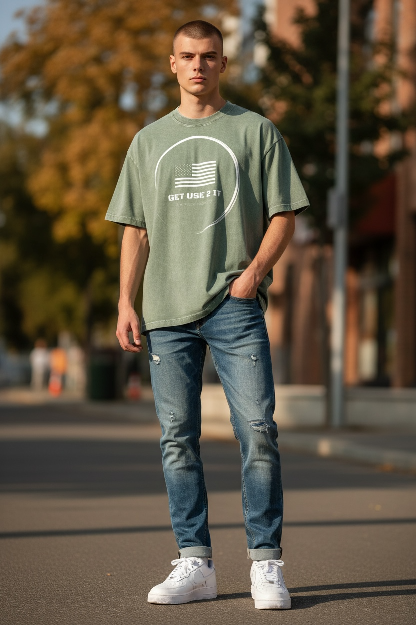Get Use 2 It Snow Washed Oversized Identity T-shirt Green